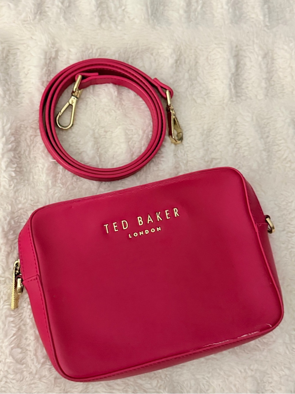 Ted Baker Hot Pink Crossbody Bag with Gold Hardware